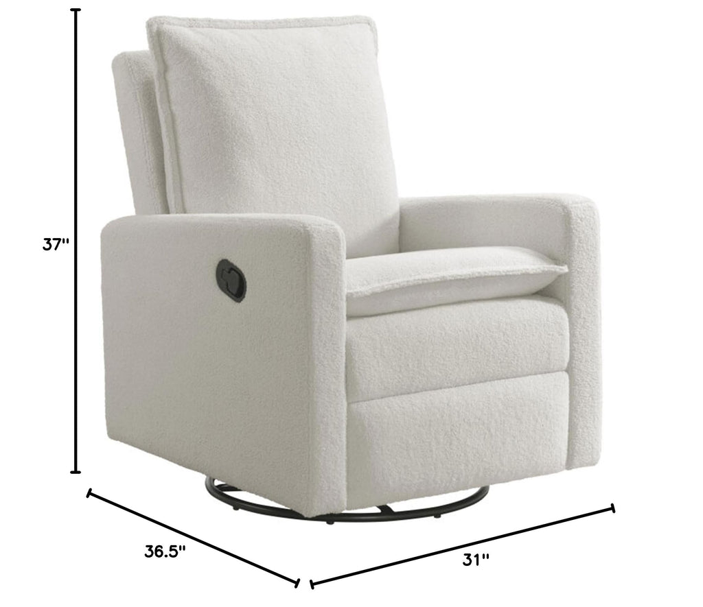White Boucle Swivel Glider Recliner A508249