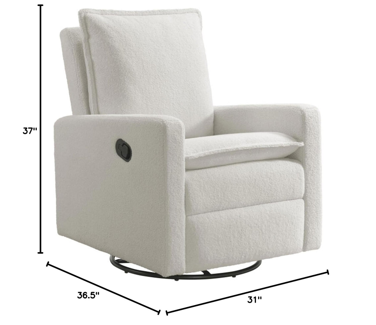 White Boucle Swivel Glider Recliner A508249