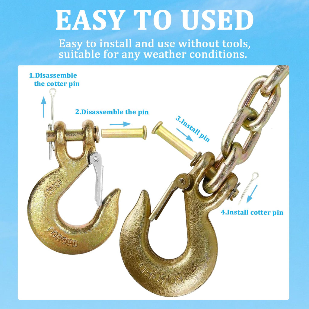 2 Pack 3/8" Heavy Duty Clevis Slip Hook with Safety Latch R5055