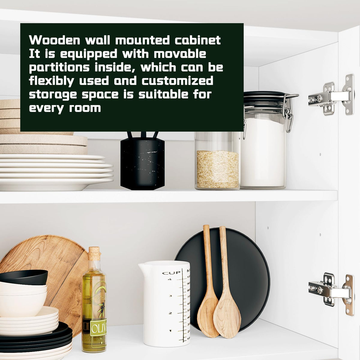 White Laundry Room Cabinets and Storage with 4 Doors and Adjustable Shelf T194306