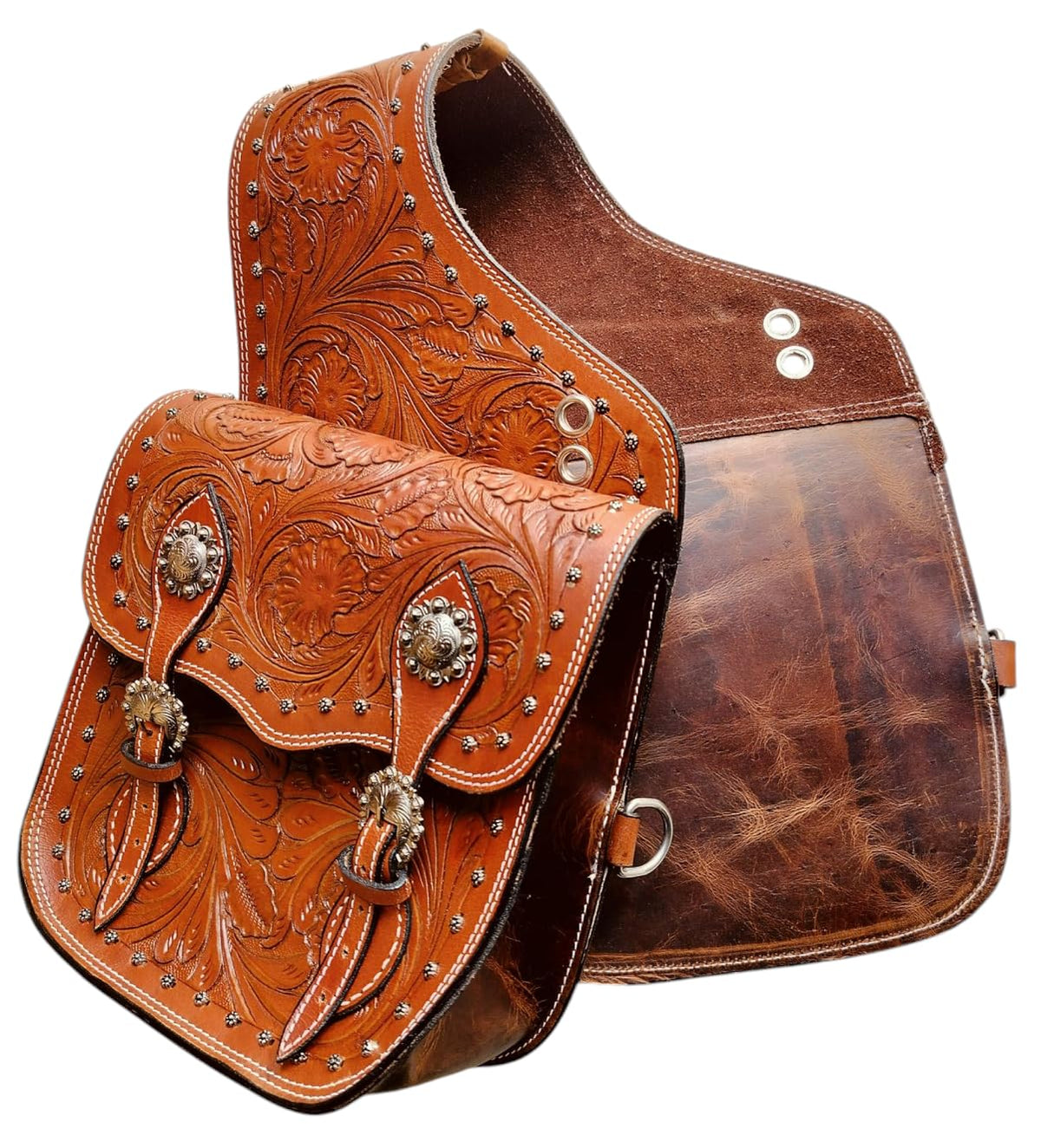 Brown Leather Saddle Bag with Adjustable Straps W395643