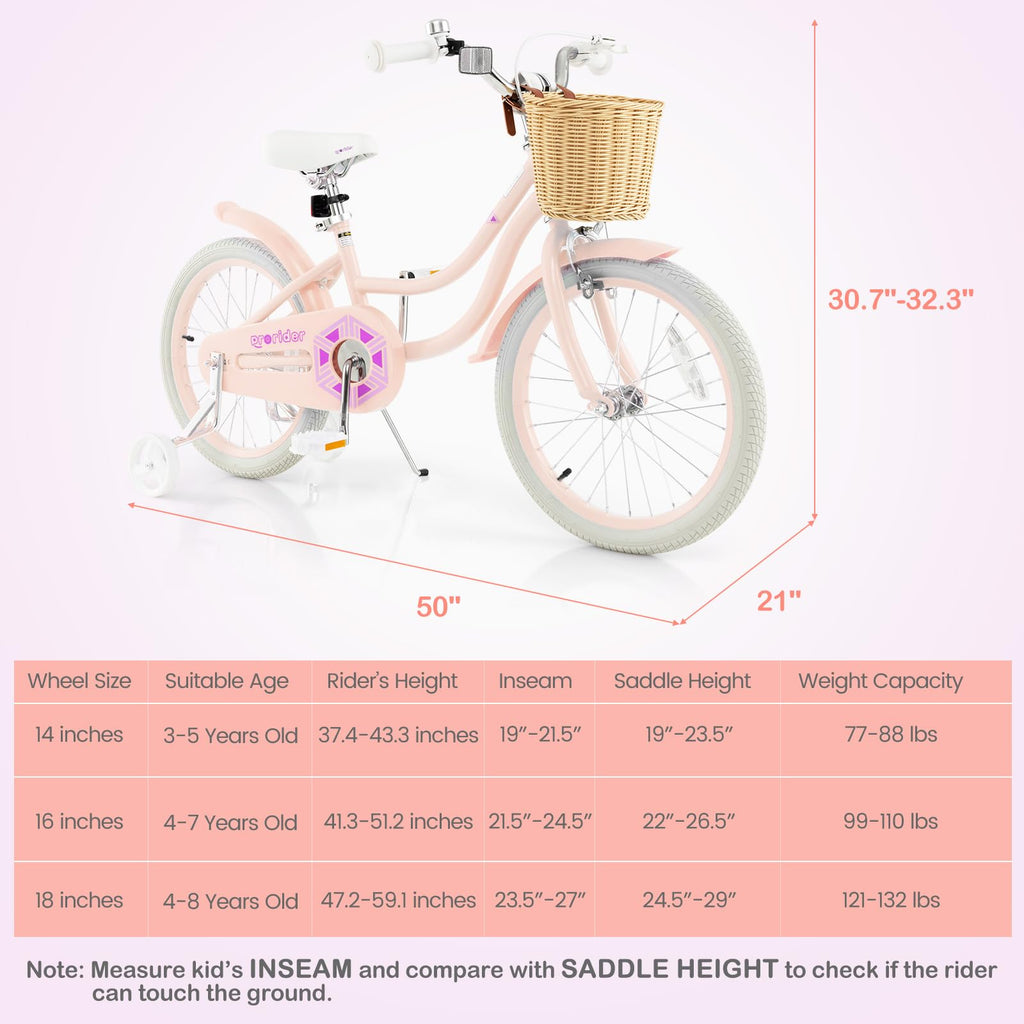 14 16 18 Inch Kids Bike with Training Wheels H72468