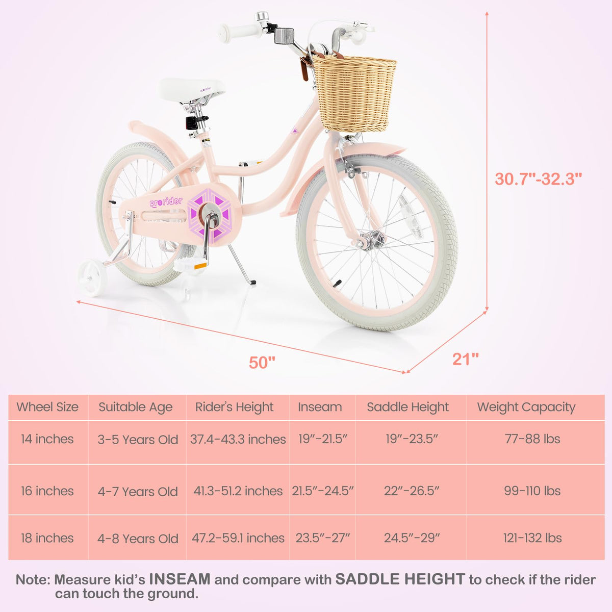 14 16 18 Inch Kids Bike with Training Wheels H72468