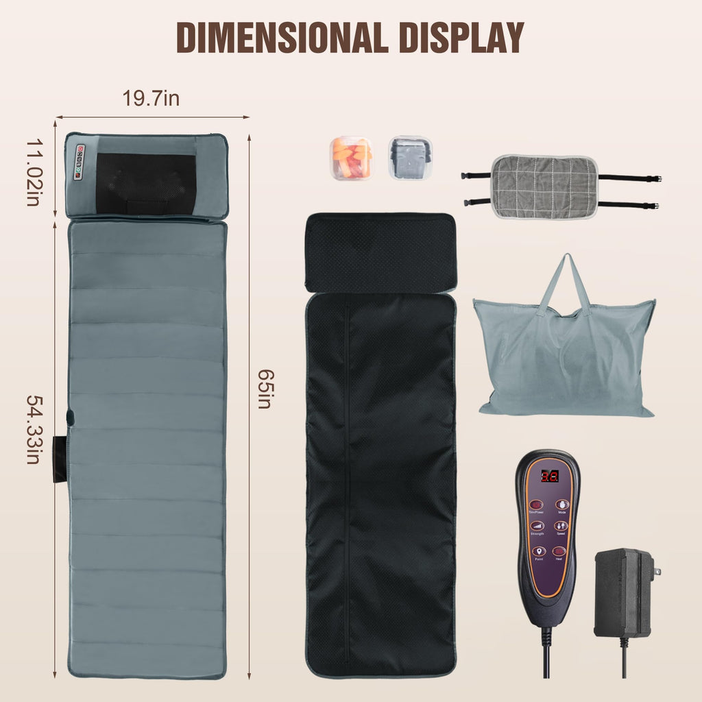 Full Body Massage Mat with Heat, 10 Motors, 9 Modes I4074