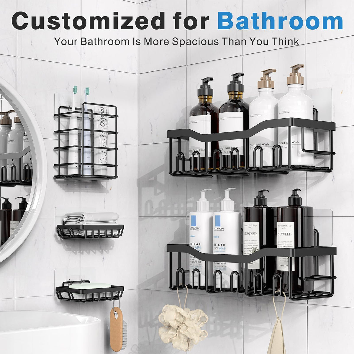 5 Pack Rustproof Stainless Steel Shower Caddy Y46118