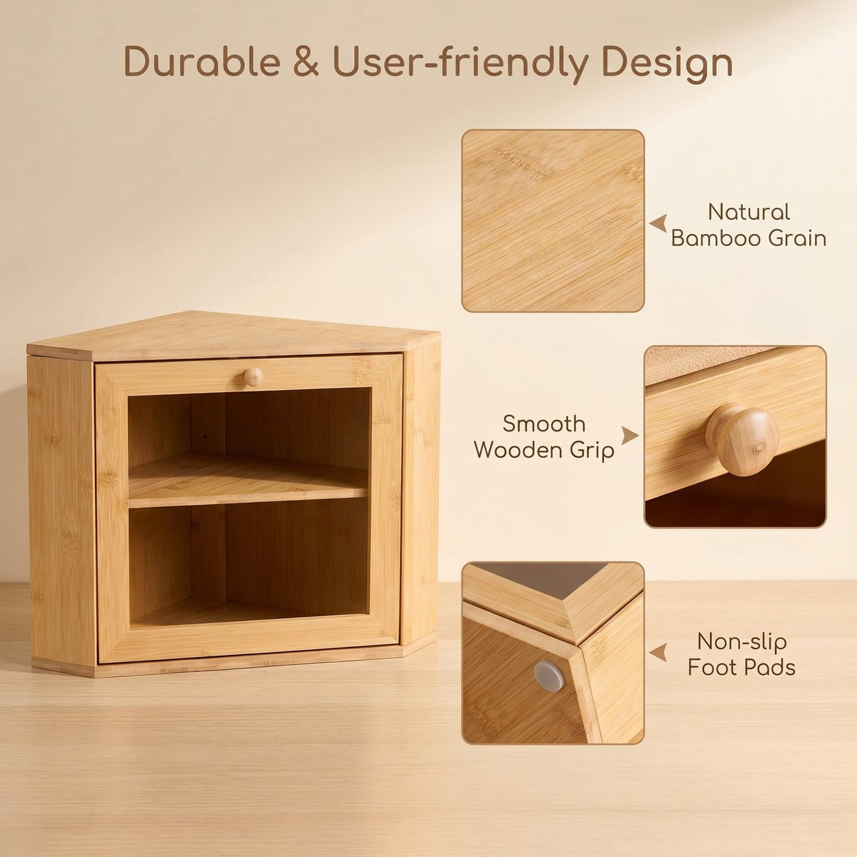 Bamboo 2 Tier Corner Bread Box H921
