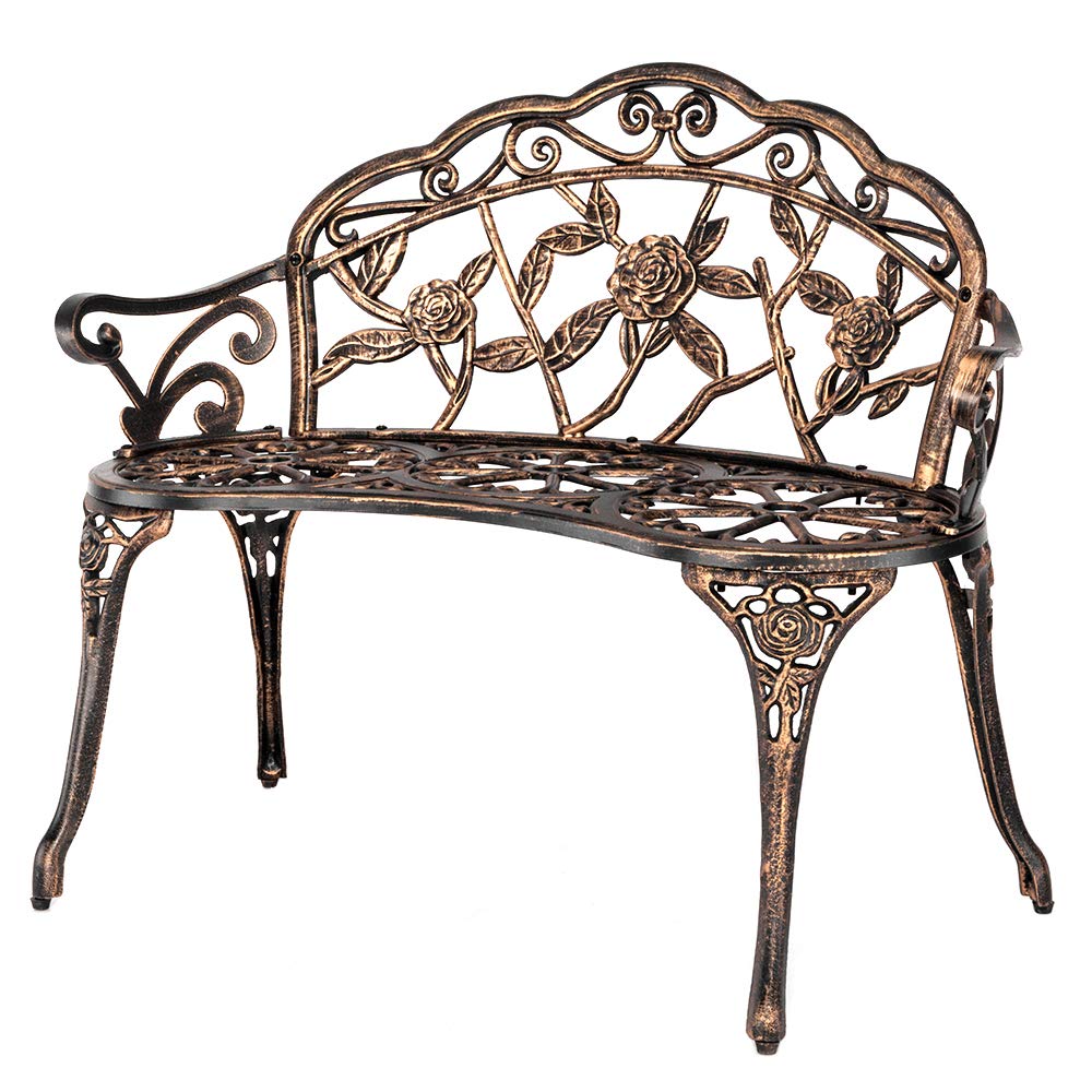 38.5" Metal Rose Bench C7077