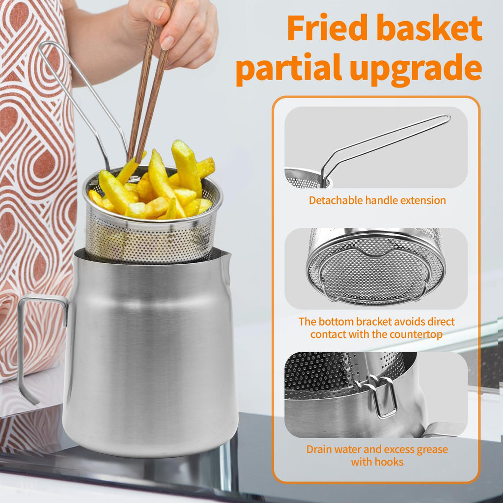 68oz Stainless Steel Oil Filter Pot with Fryer Basket C287