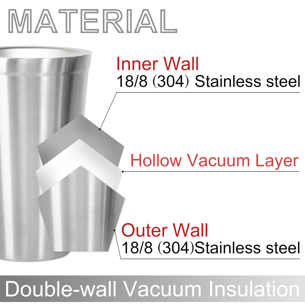 Stainless Steel Double Walled Insulated Cups Set of 2 Stackable 16oz L79459