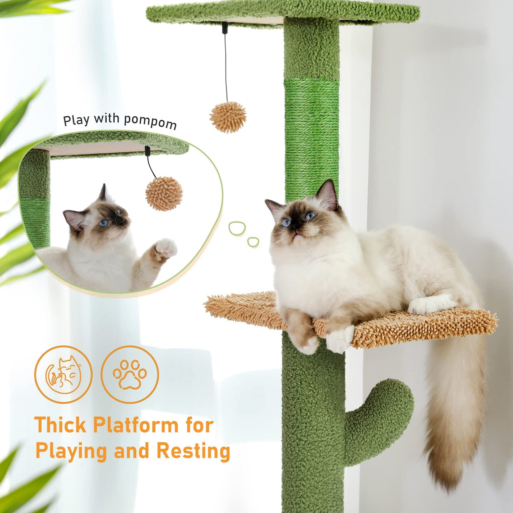Cactus Floor-to-Ceiling 5-Tier Cat Tree with Hammock S565289