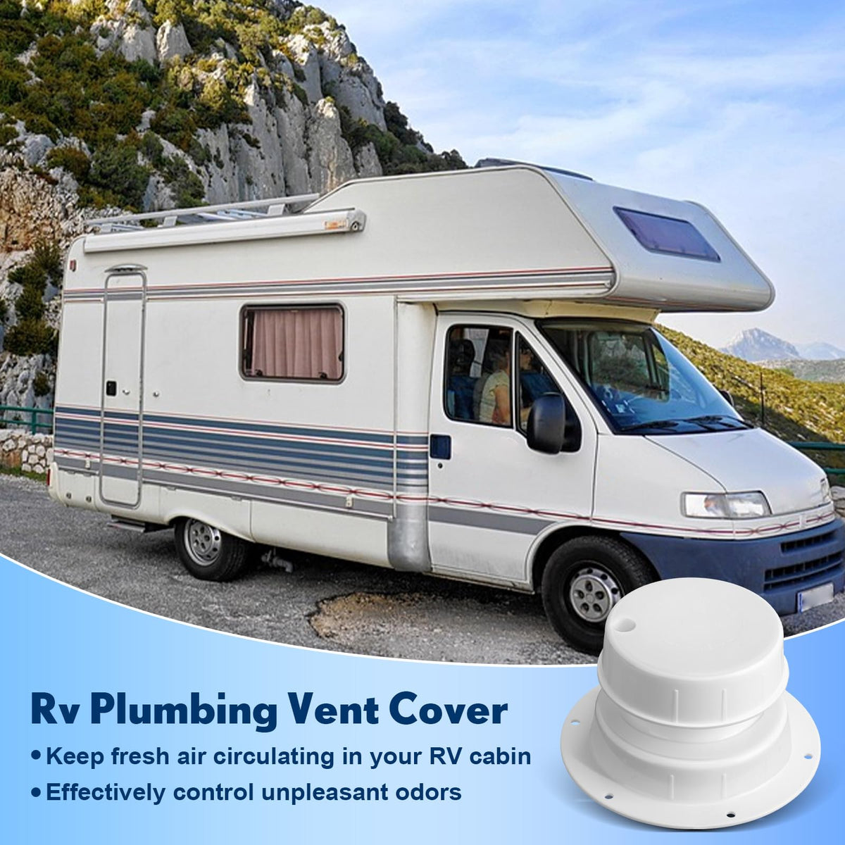 6 Pcs White RV Plumbing Vent Caps W905594