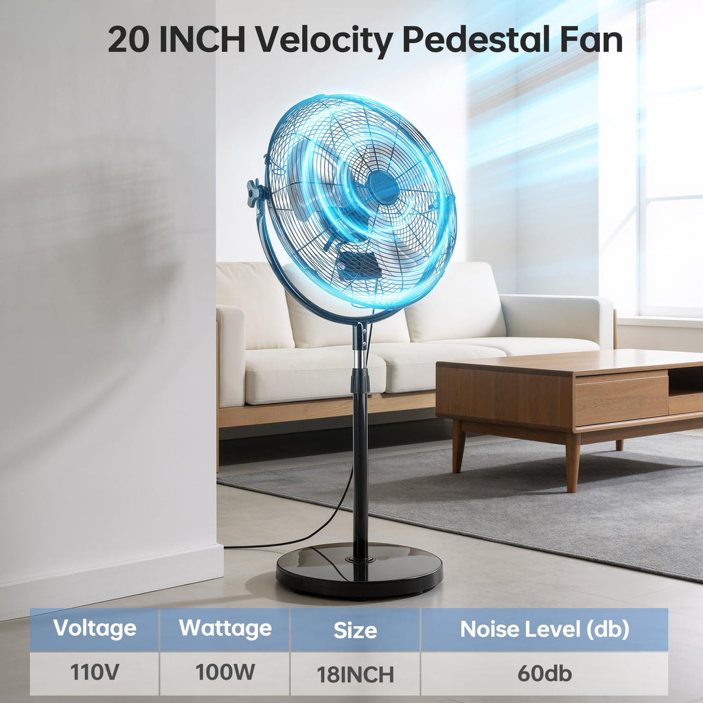 20 Inch Heavy Duty High Velocity Metal Stand Pedestal Fan J285822