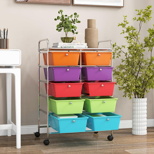 10 Drawer Rolling Storage Cart with Wheels X679020