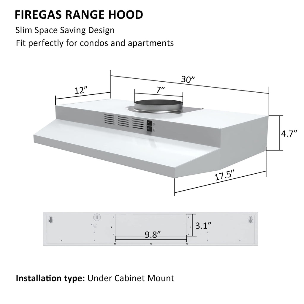 White 30 inch Under Cabinet Range Hood D52291