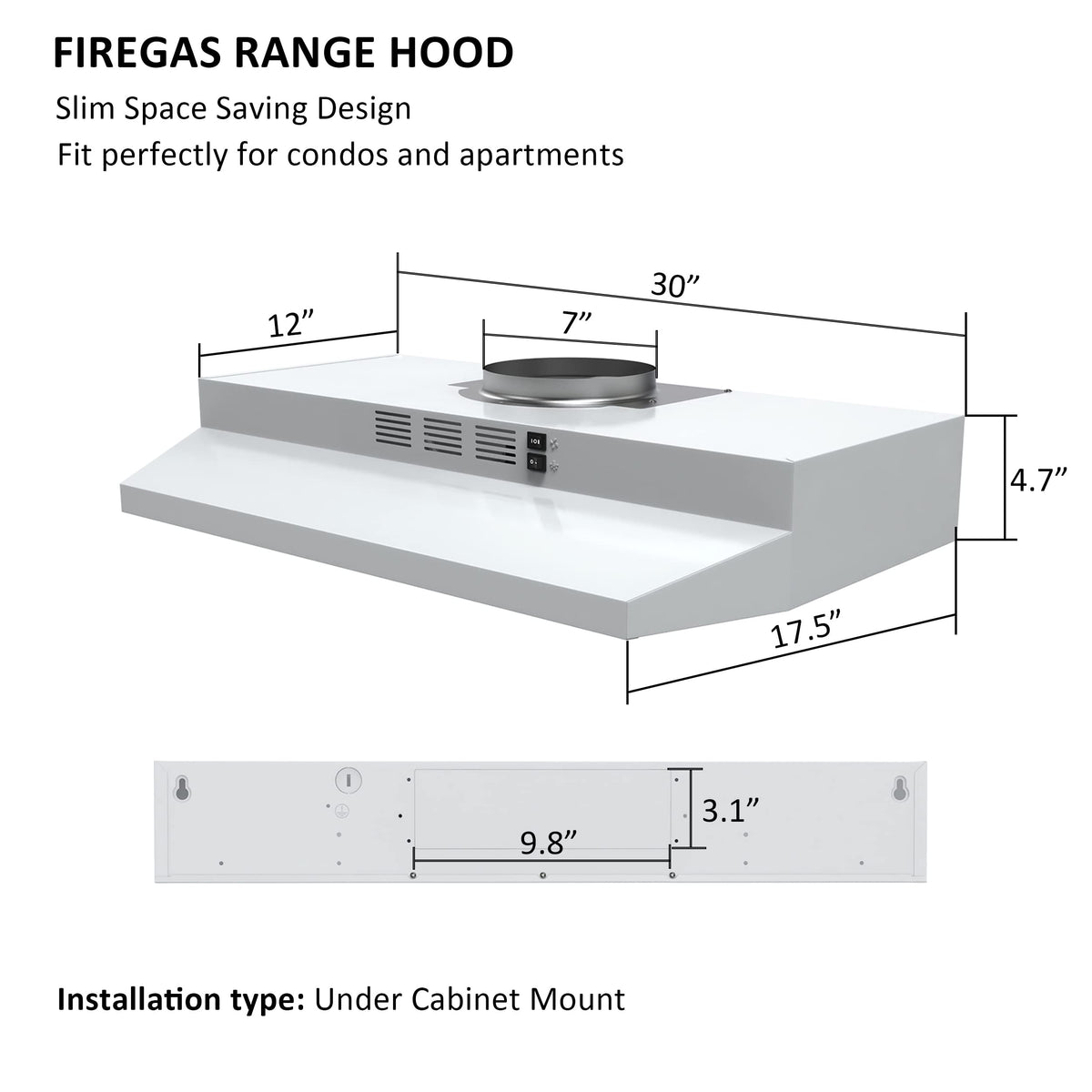 White 30 inch Under Cabinet Range Hood D52291