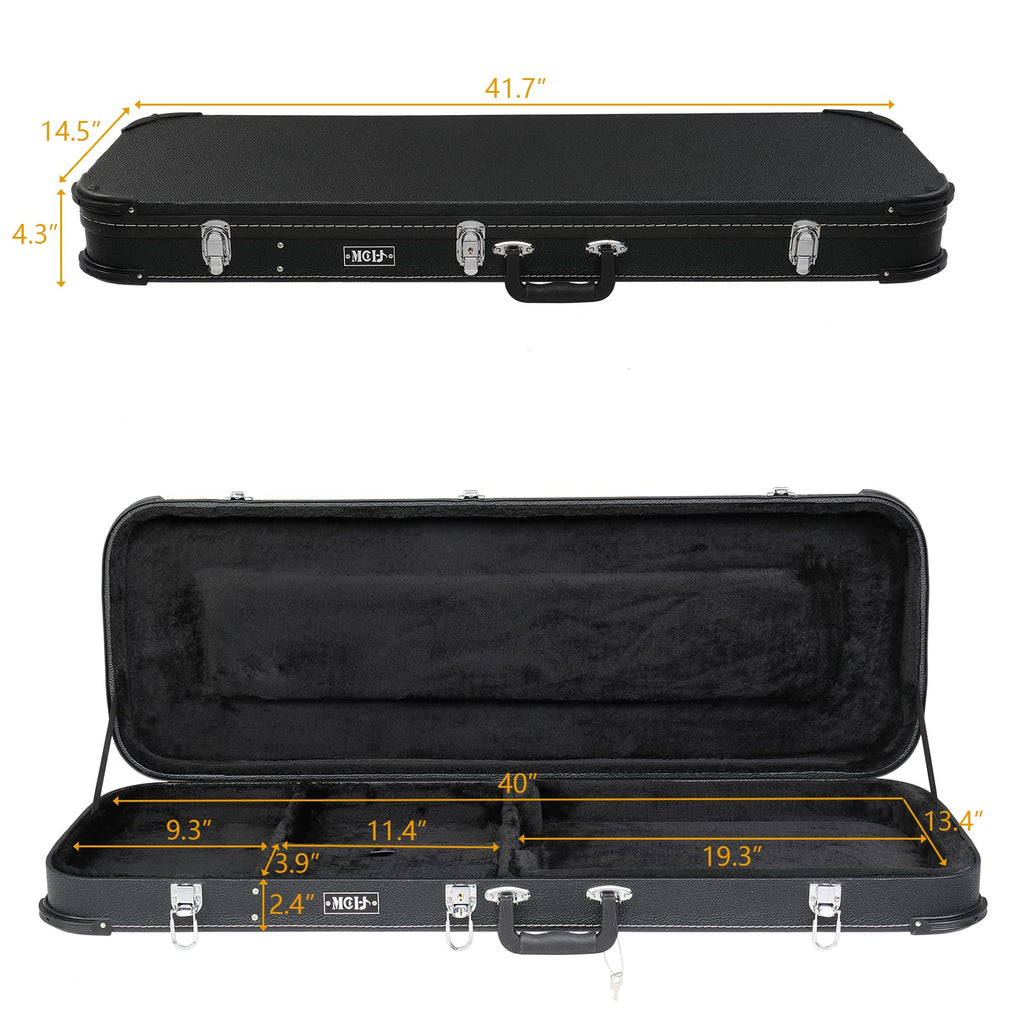 Black Electric Guitar Wood Hard Case with Handle H5807