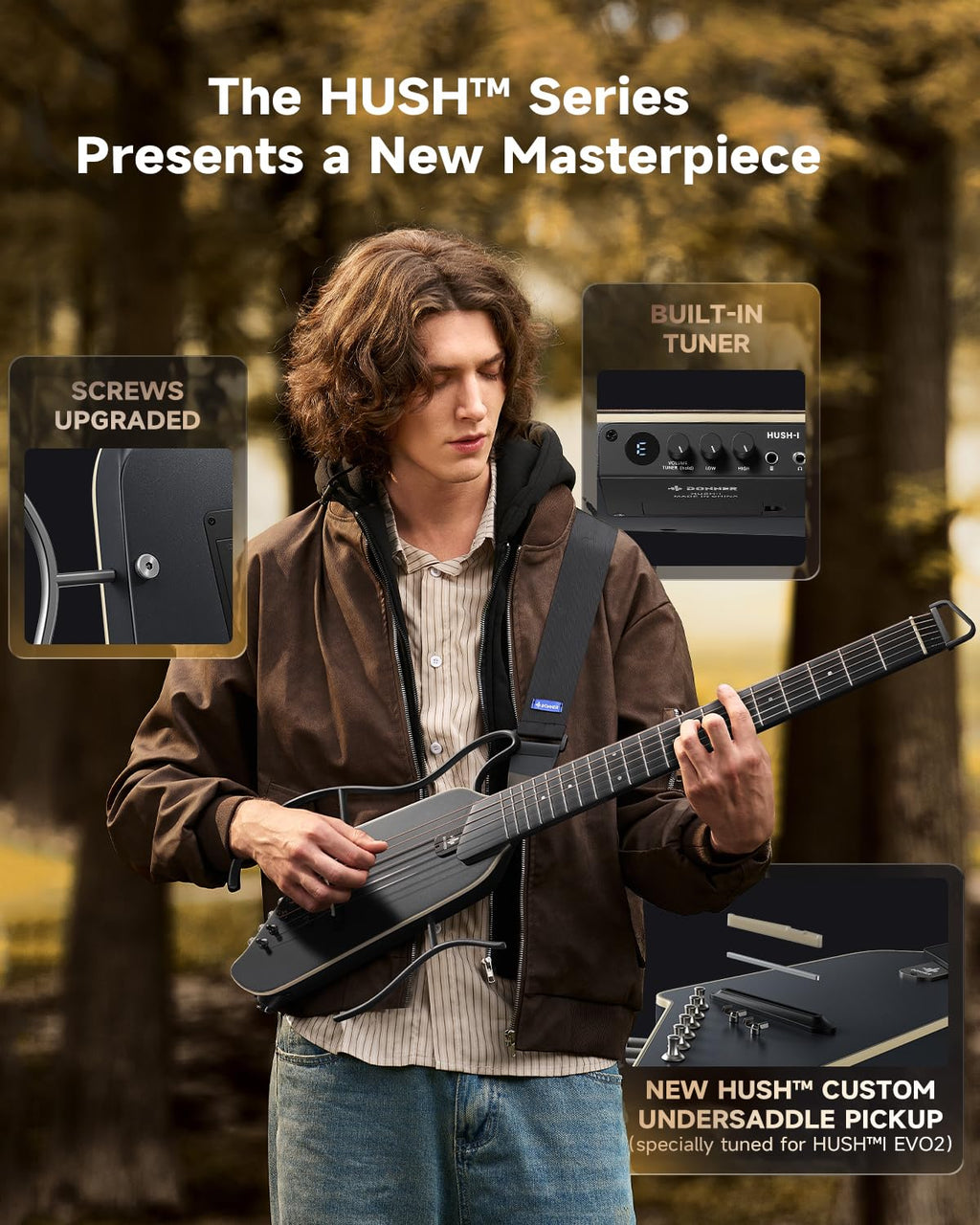 Black Acoustic Electric Travel Guitar V795623