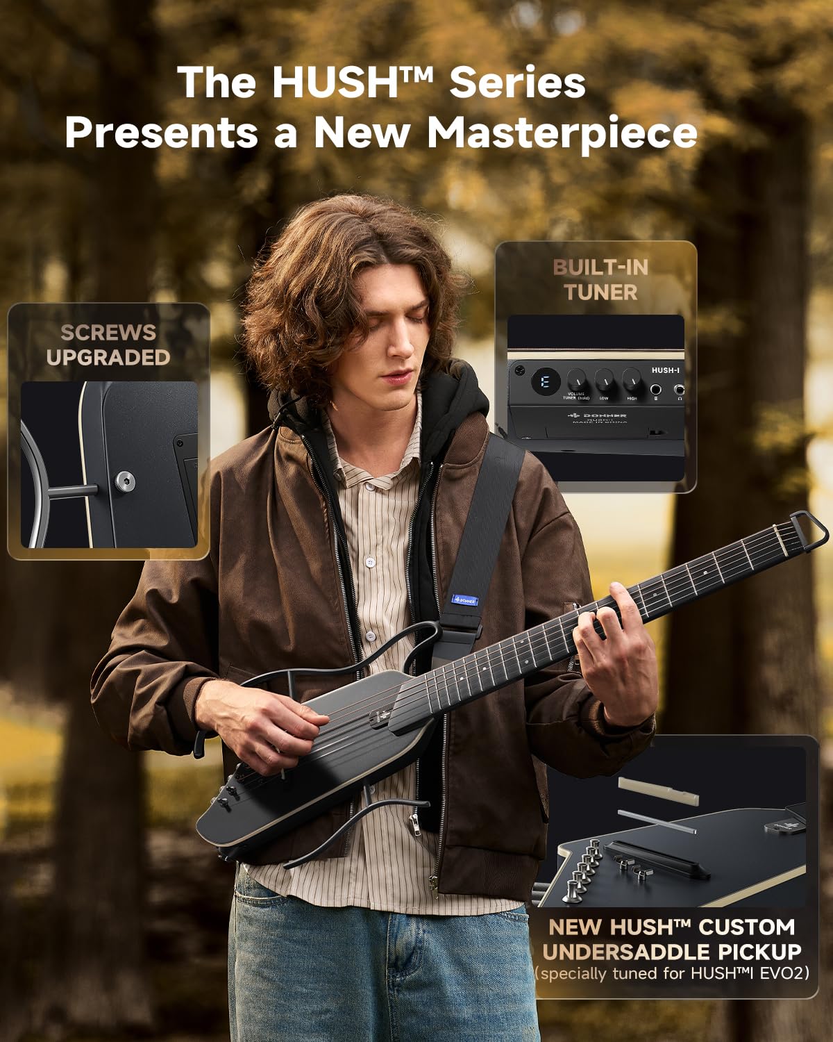 Black Acoustic Electric Travel Guitar V795623