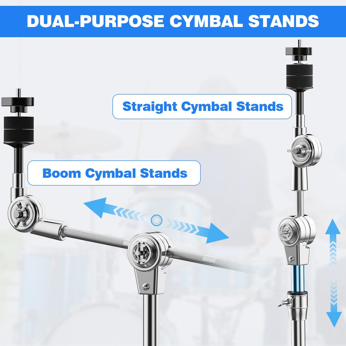Adjustable Boom Cymbal Stand with Double Braced Legs M23393