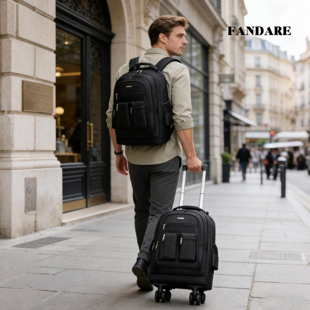 Rolling Backpack with Silent Wheels Black X280626