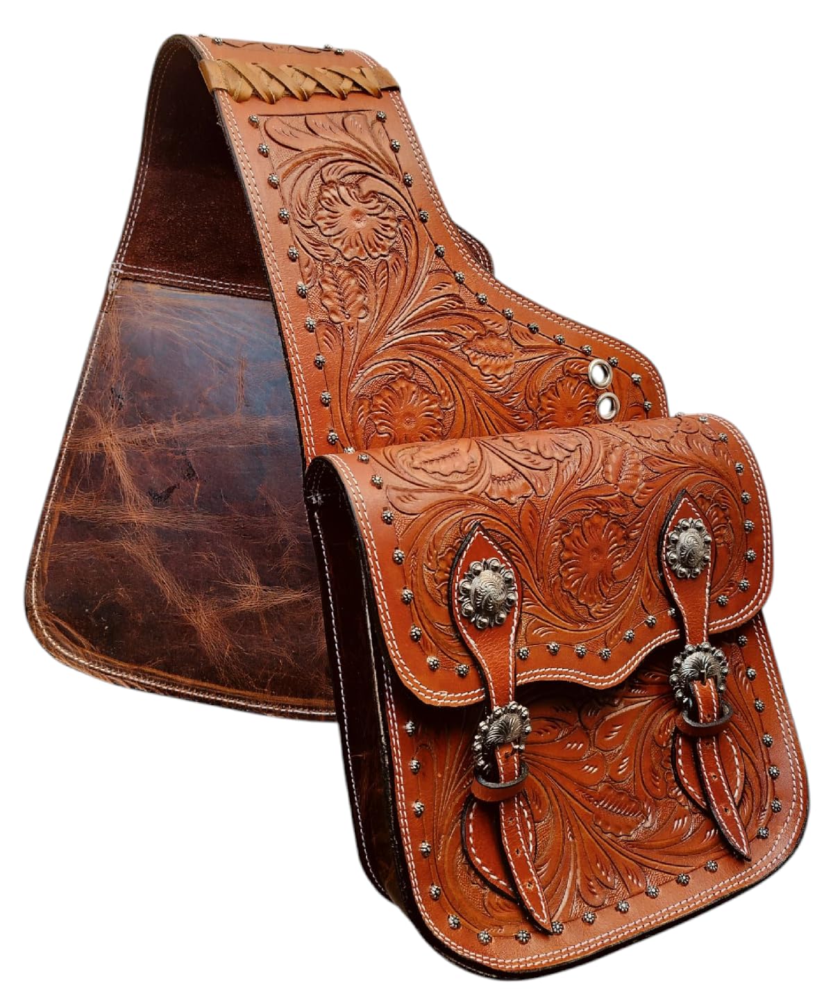 Brown Leather Saddle Bag with Adjustable Straps W395643