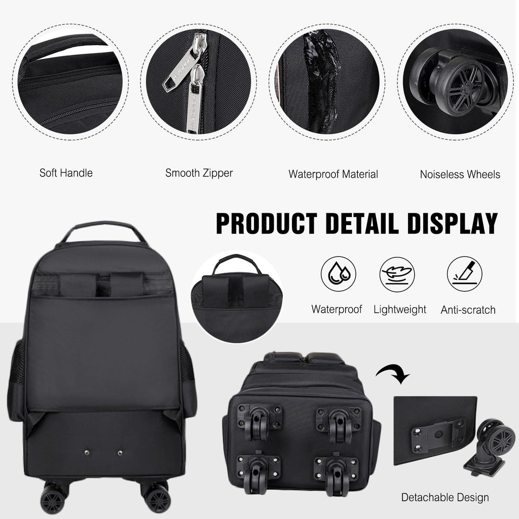 Rolling Backpack with Silent Wheels Black X280626