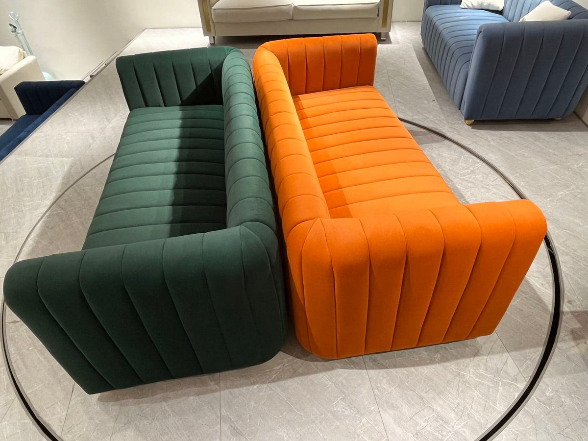 Orange Velvet 80 Inch 3 Seat Sofa T8238