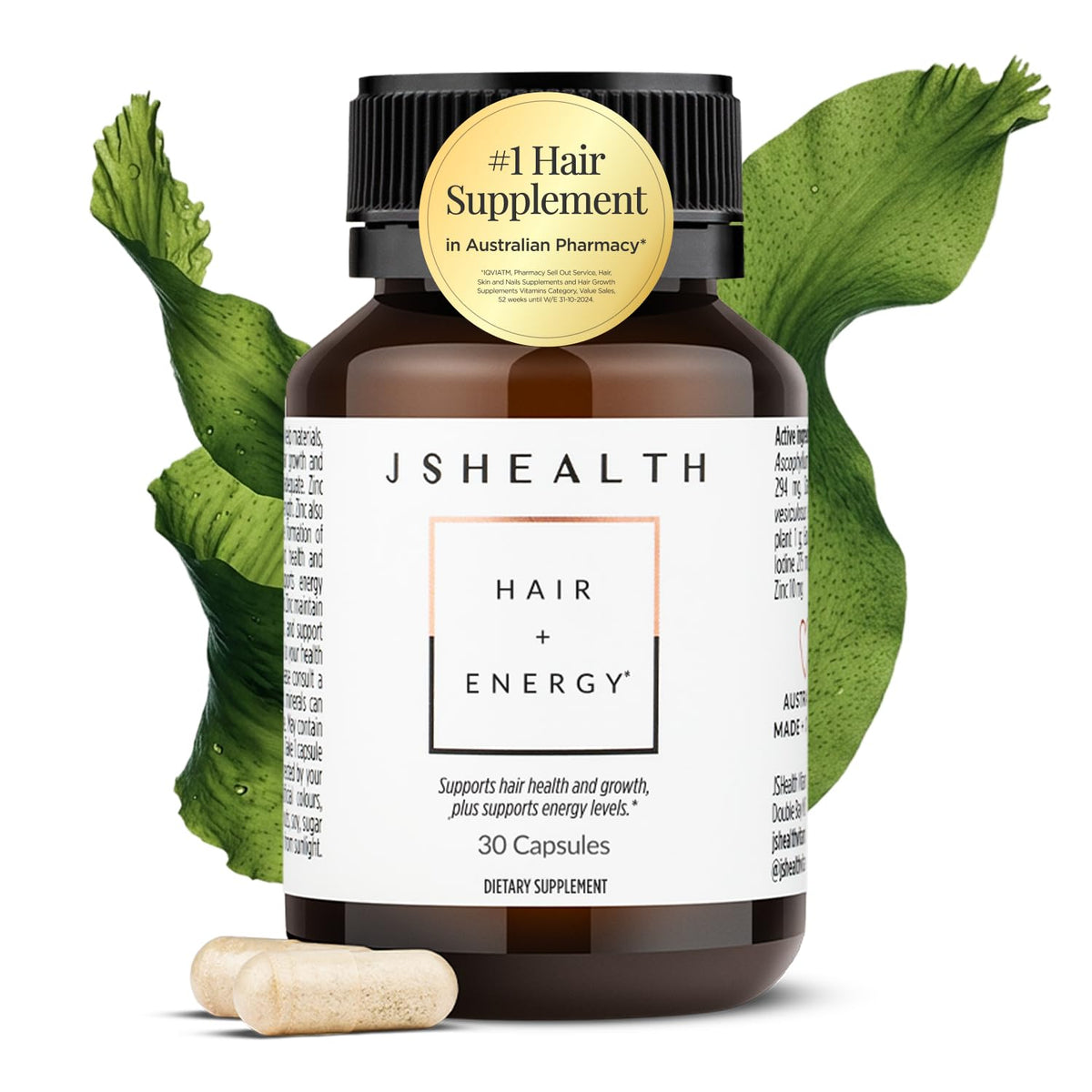 Hair Growth Vitamins with Kelp Iodine and Zinc 30 Capsules V4660