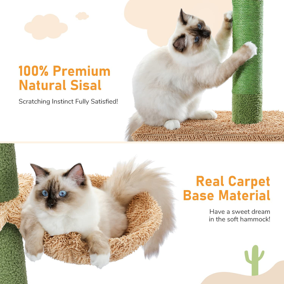 Cactus Floor-to-Ceiling 5-Tier Cat Tree with Hammock S565289