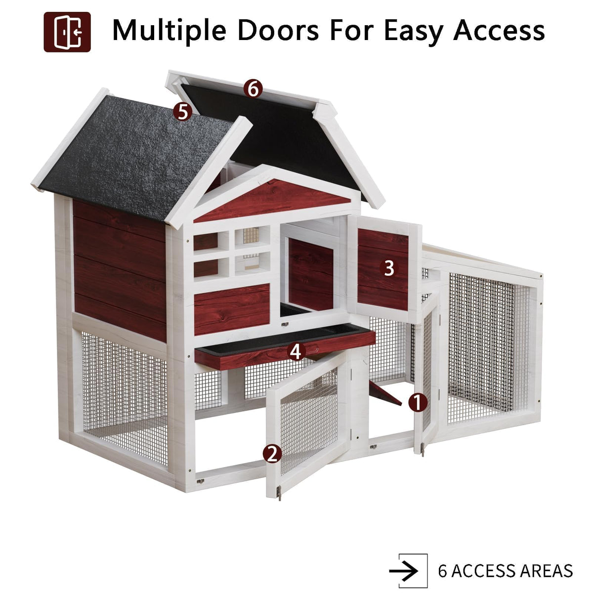 2-Tier Wooden Rabbit Hutch with Run B916716