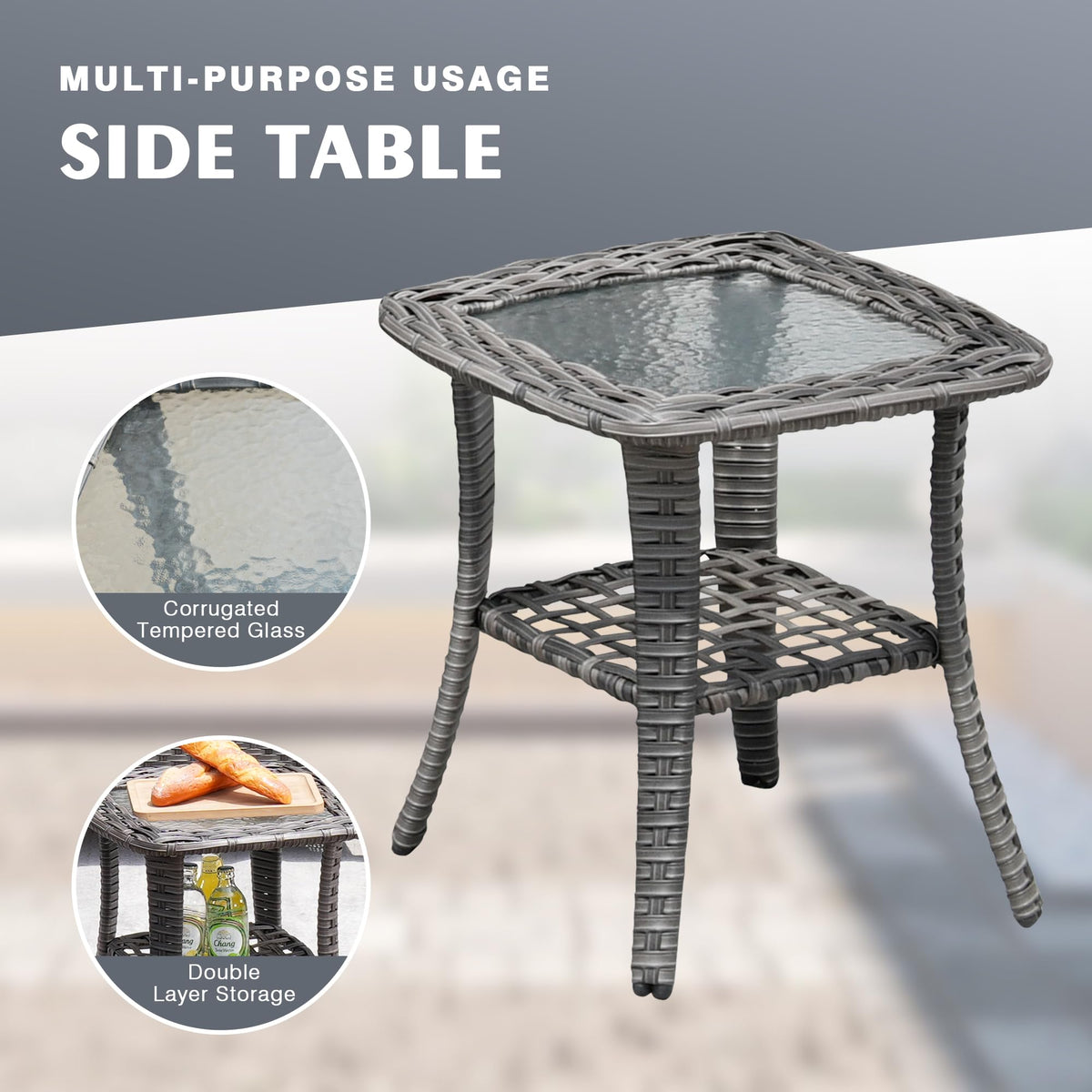 6 Piece Wicker Patio Furniture Set with Fire Pit Table L803966