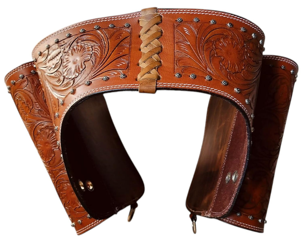 Brown Leather Saddle Bag with Adjustable Straps W395643