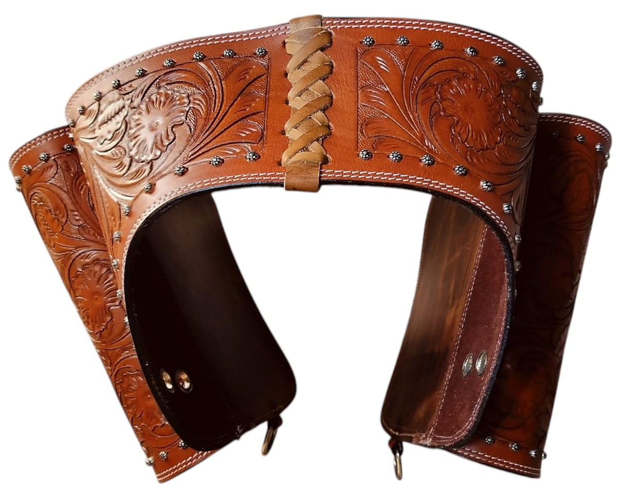 Brown Leather Saddle Bag with Adjustable Straps W395643
