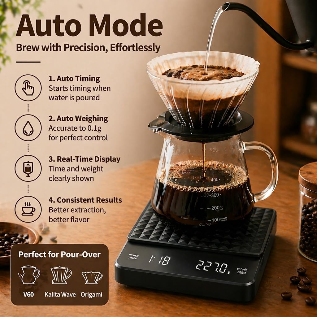 Rechargeable Digital Coffee Scale with Timer K7357