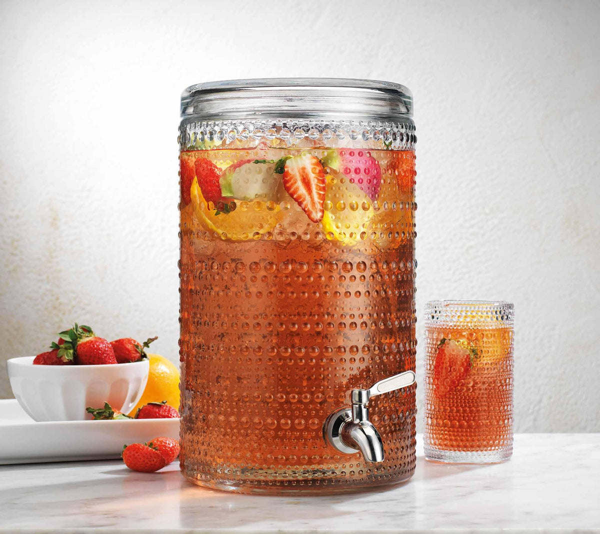 2 Gallon Clear Glass Beverage Dispenser with Stainless Steel Spigot X758