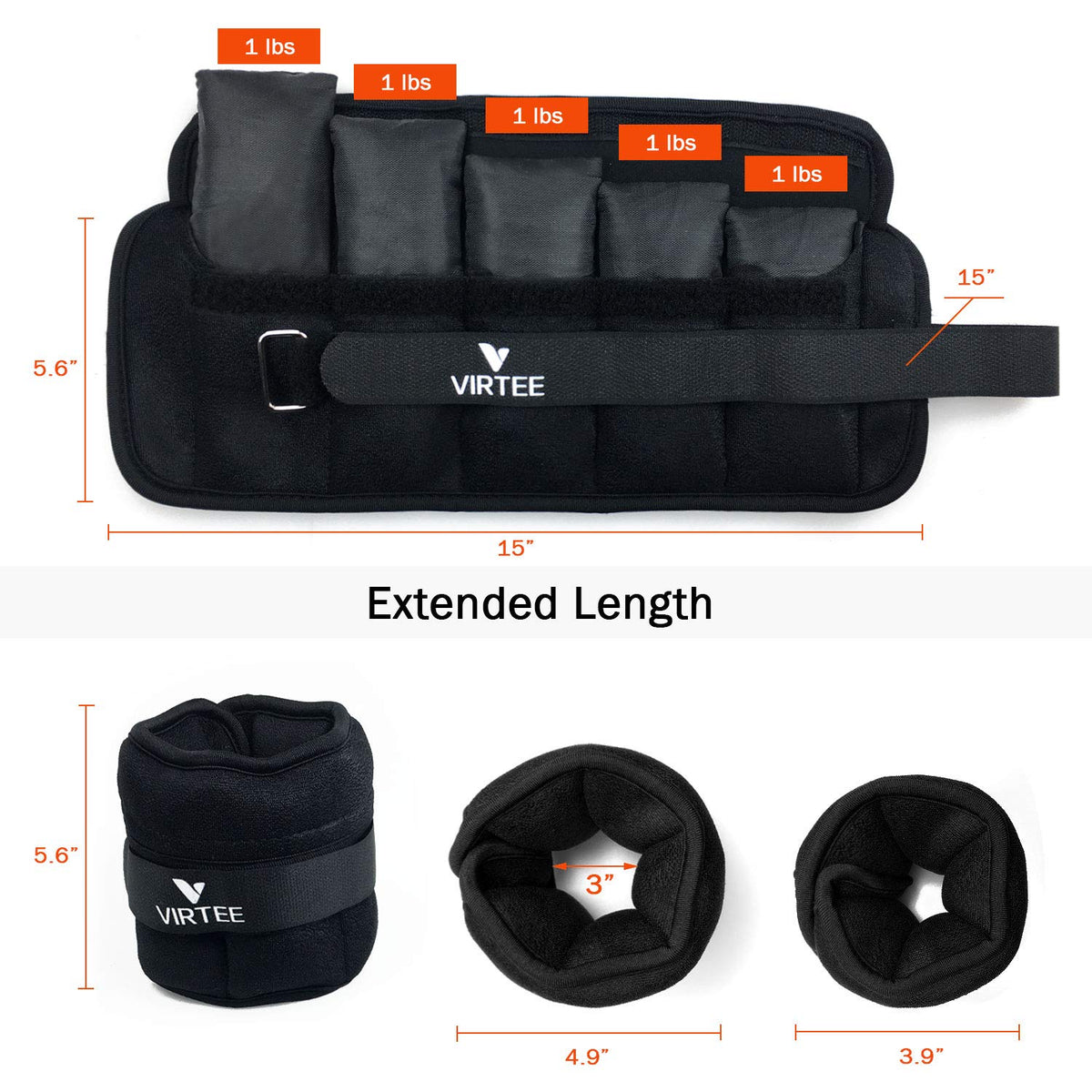 Adjustable Ankle Weights 1-3 Lbs Pair C165128