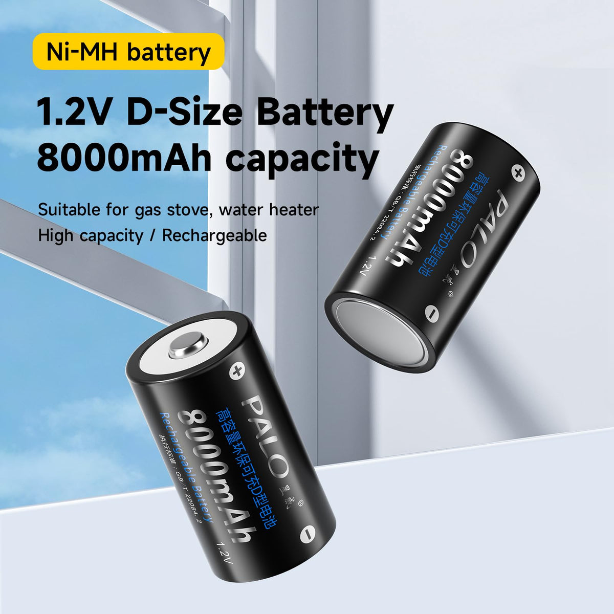 6 Pack Rechargeable D Batteries with Charger W55084