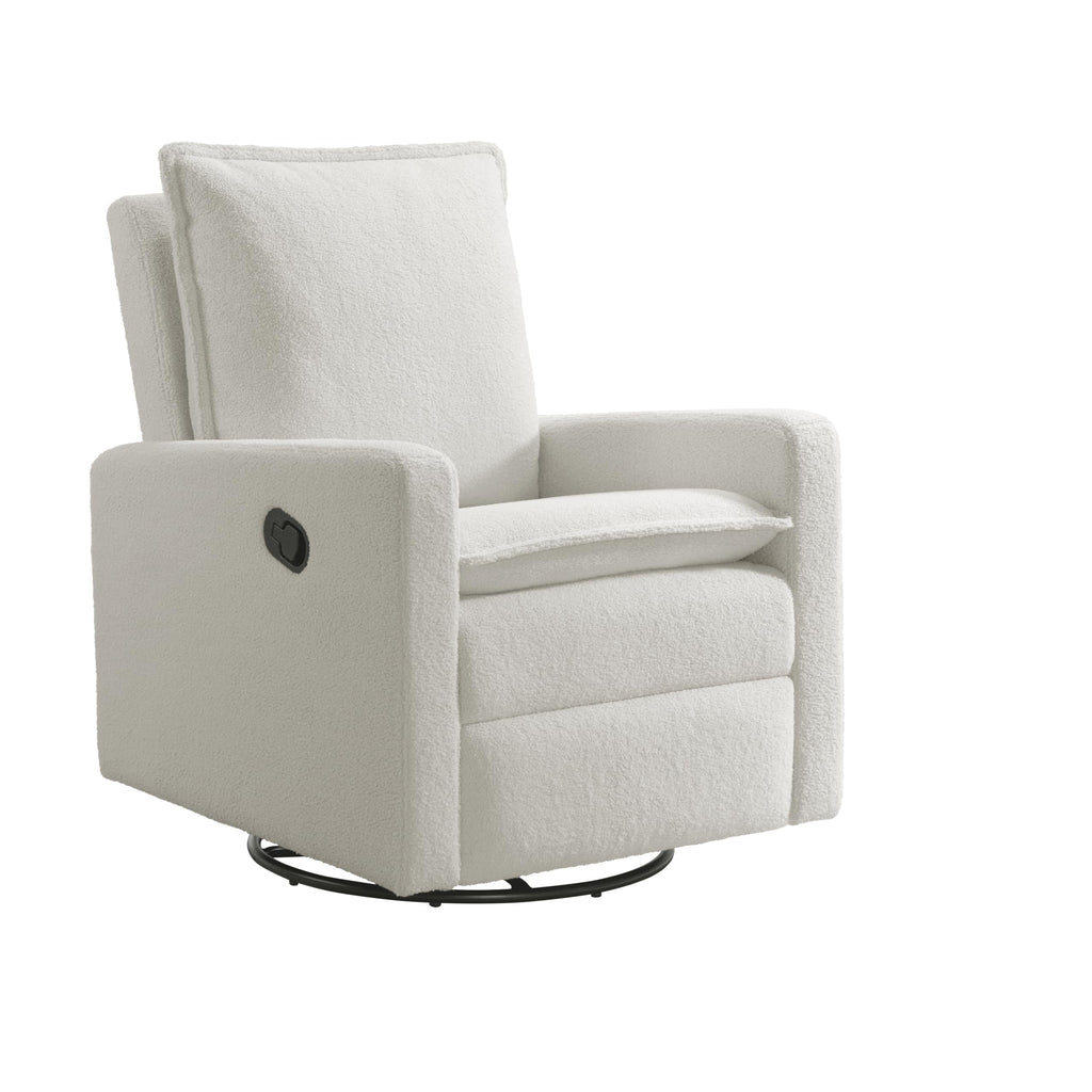 White Boucle Swivel Glider Recliner A508249