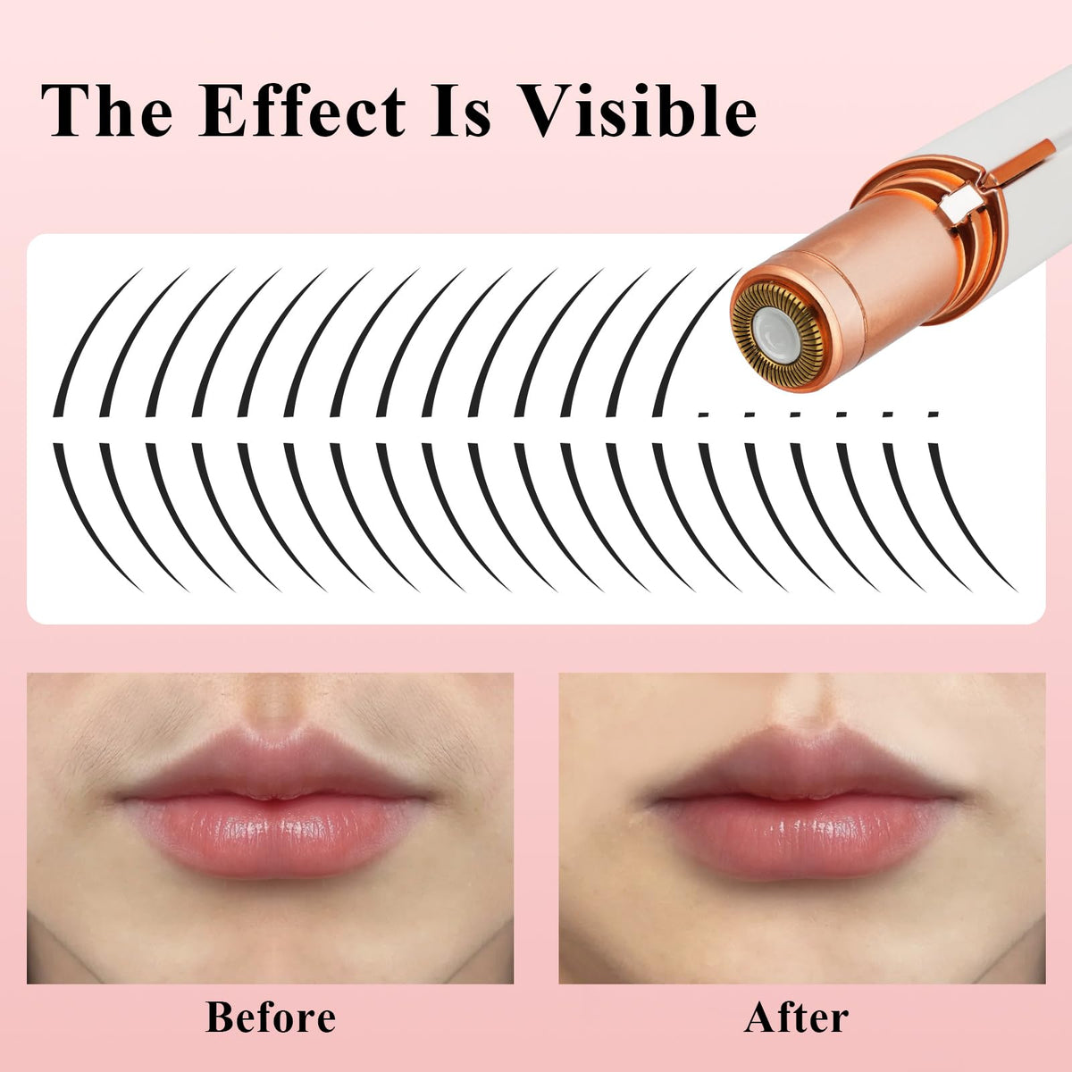 Electric Painless Facial Hair Removal Device with 2 Replacement Heads I19523