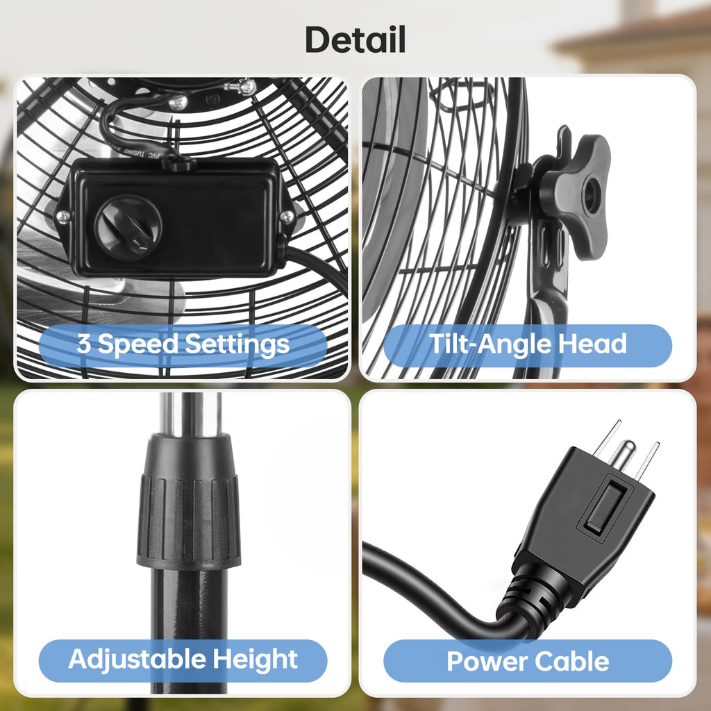 20 Inch Heavy Duty High Velocity Metal Stand Pedestal Fan J285822