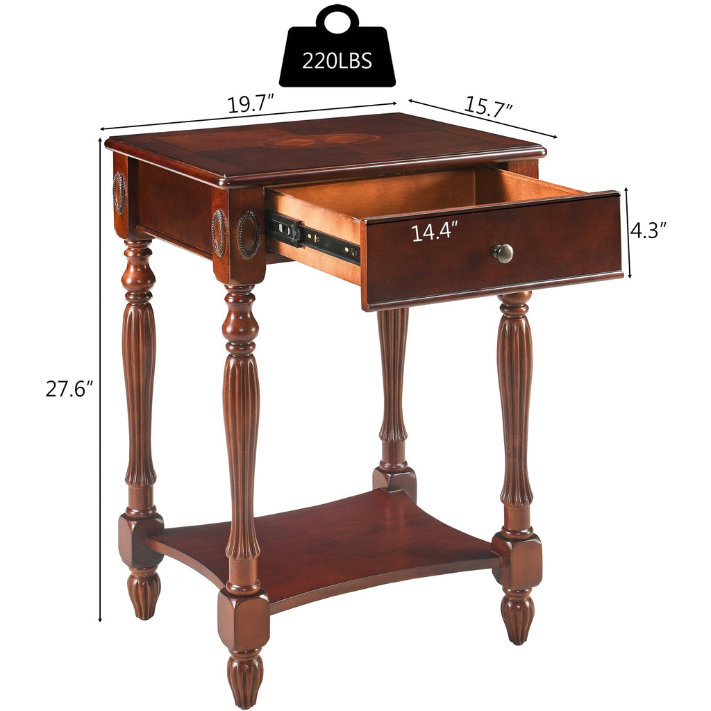 Side Table with Drawer and Storage Shelf T402