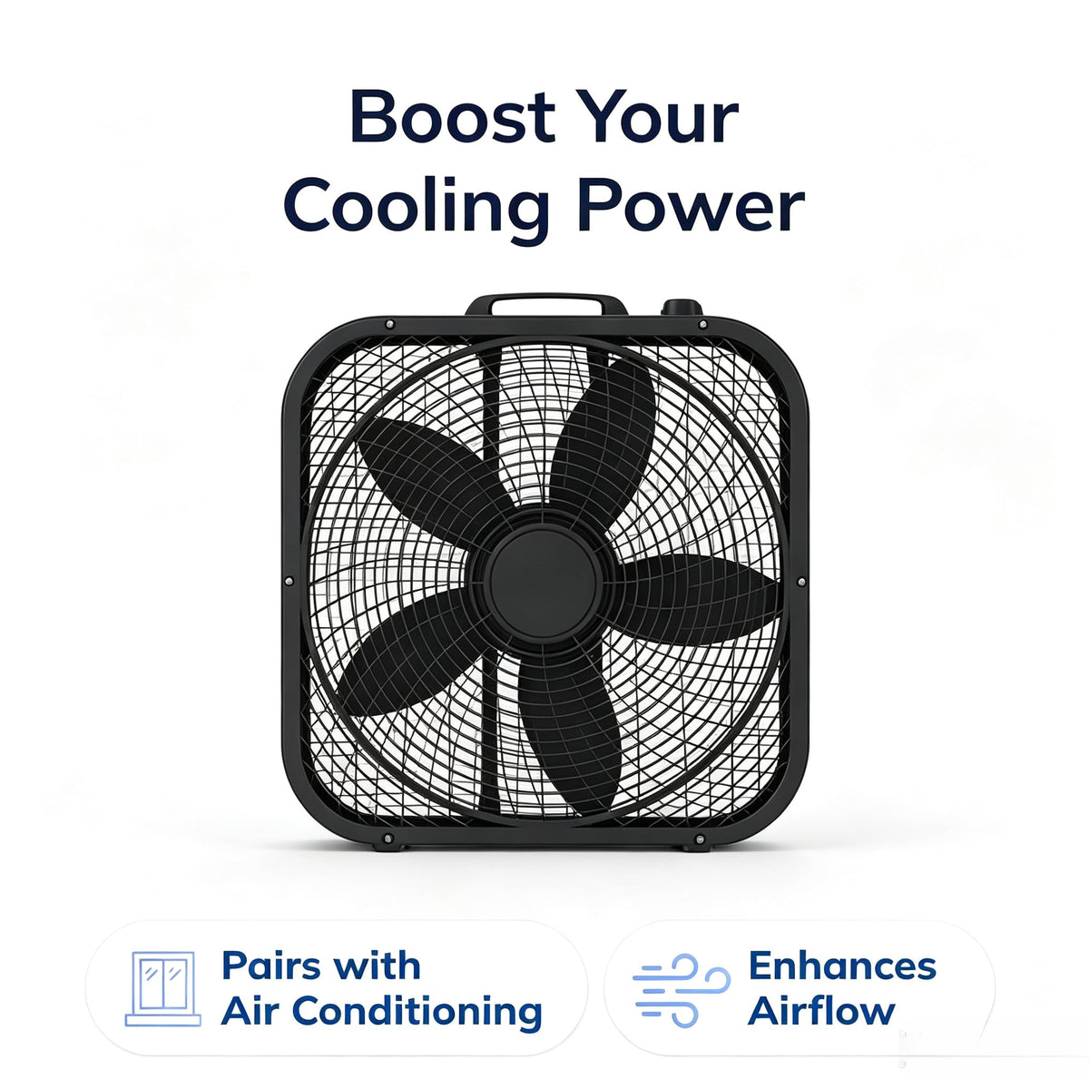 20 Inch Black 3-Speed Box Fan with Handle D8514