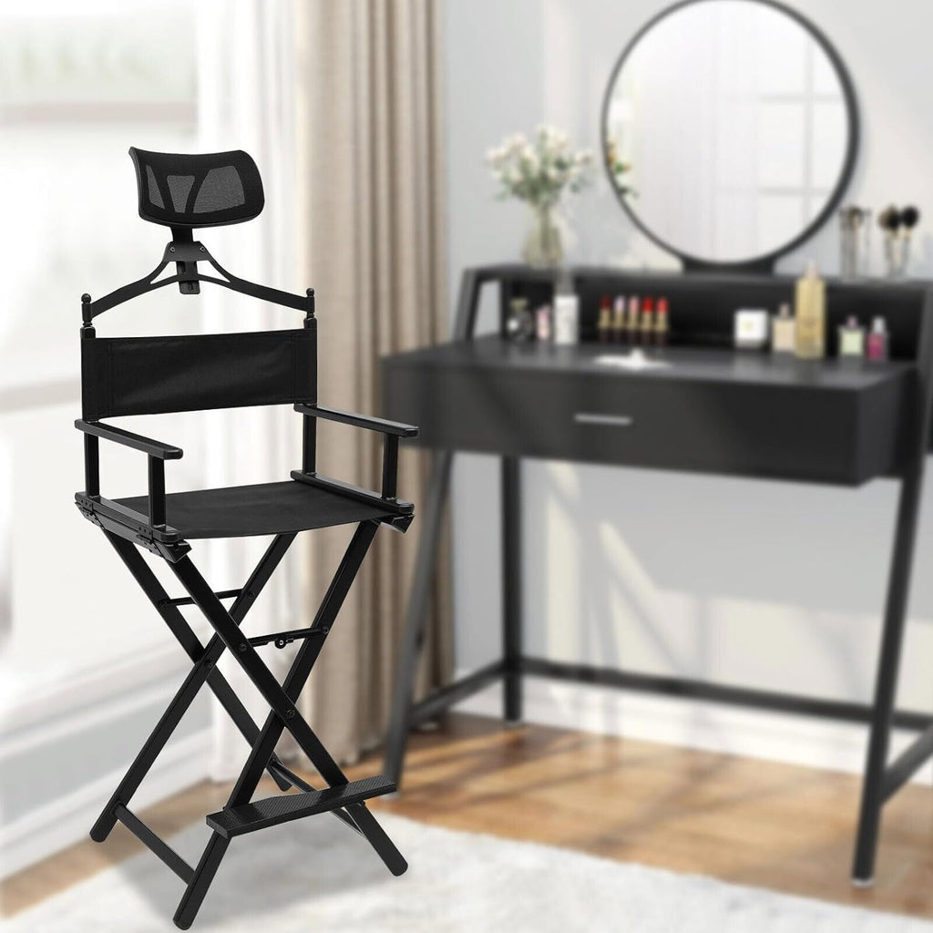 Foldable Stool with Head Rest, Portable Camping Chair, Supports Up to 300 Lbs, Gold C4734