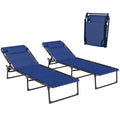 Folding Chaise Lounge Chair Set of 2 Blue S358633