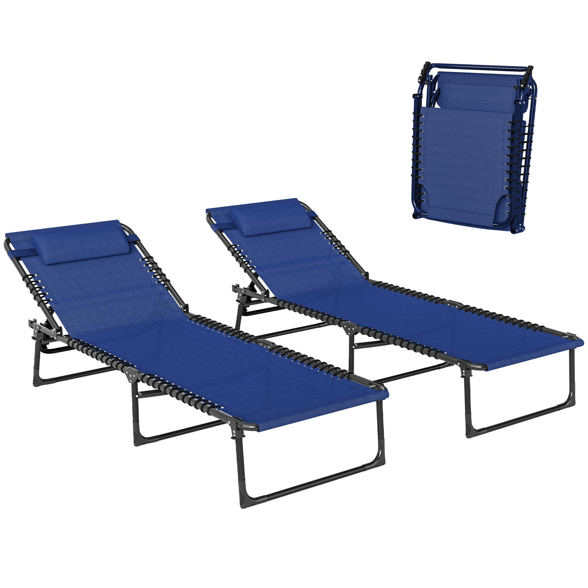 Folding Chaise Lounge Chair Set of 2 Blue S358633