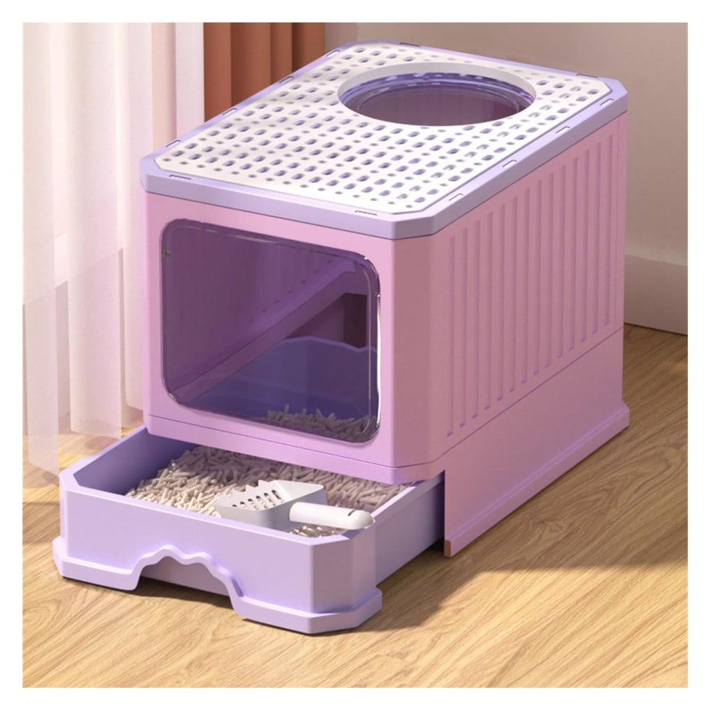 Foldable Cat Litter Box with Lid and Scoop Z500836