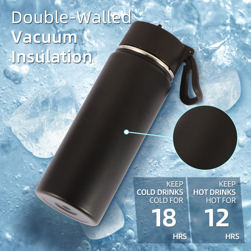 18oz Insulated Stainless Steel Kids Water Bottle with Straw Lid E13455