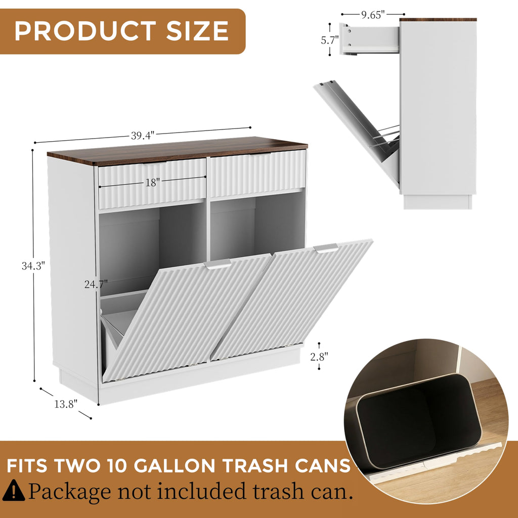 20 Gallon Tilt Out Trash Cabinet with 2 Drawers A103