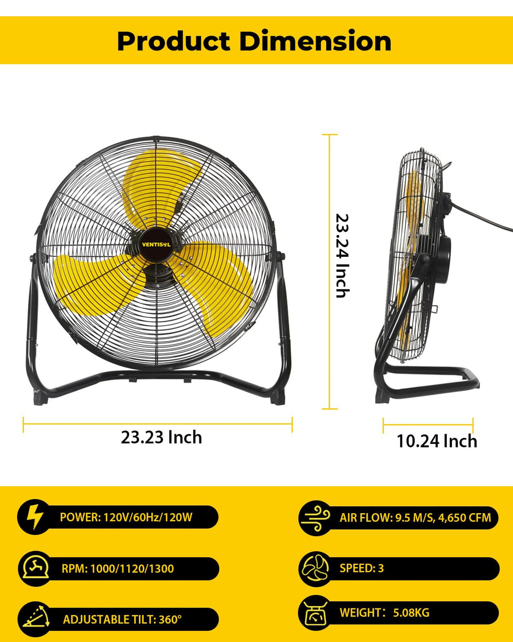 20 Inch 3 Speed Portable Floor Fan M295036