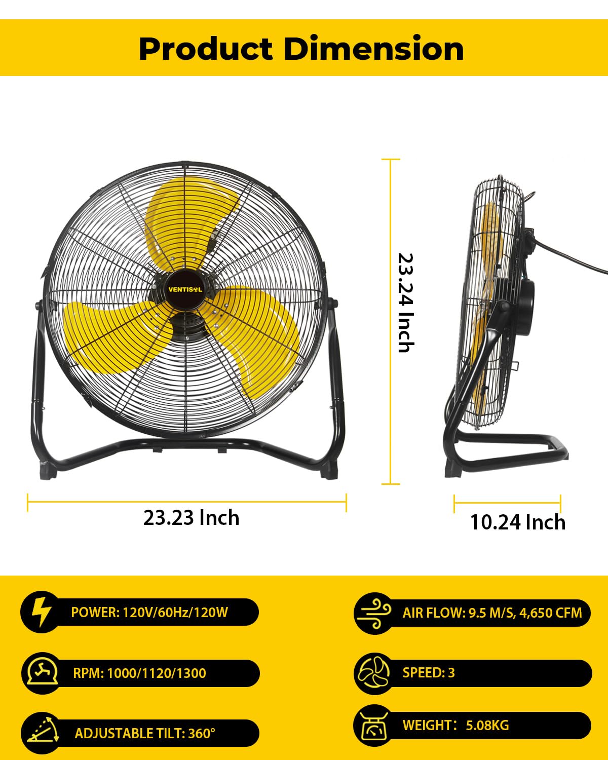 20 Inch 3 Speed Portable Floor Fan M295036